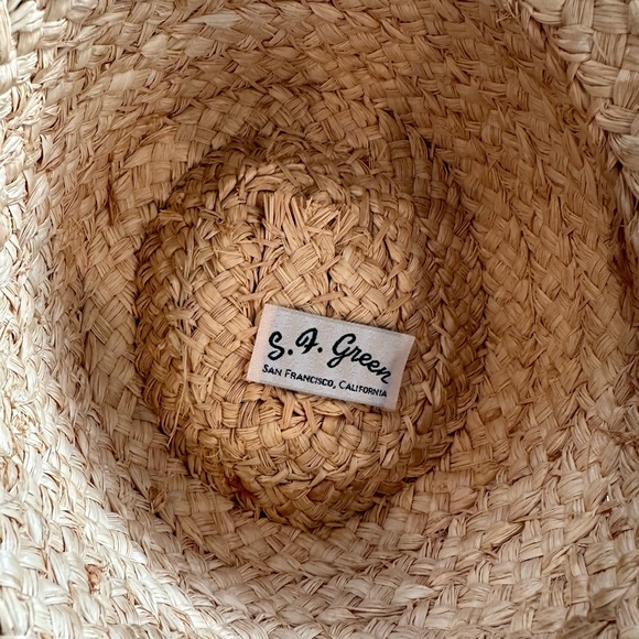 ✨VINTAGE✨ S.F. Green San Francisco SUN ☀️ HAT w/ Cream BOW EUC‼️ - Picture 7 of 15